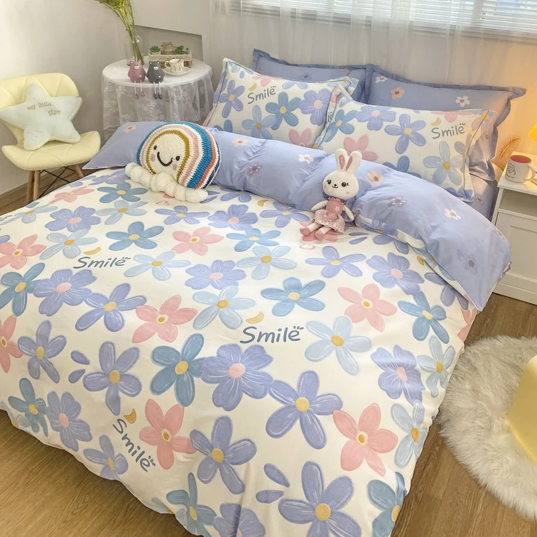 新疆全棉四件套斜纹亲肤单双人学生宿舍纯棉被套小清新高端三件套