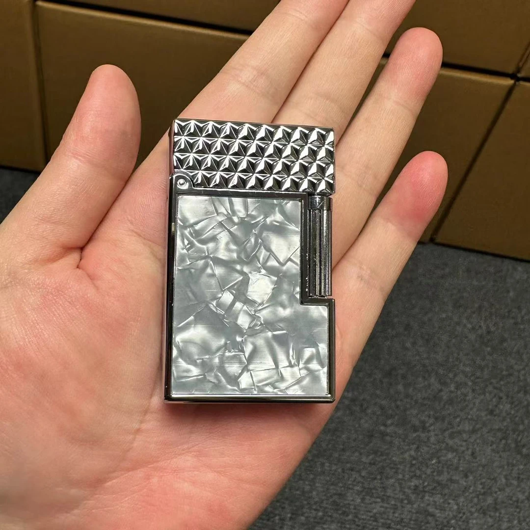 银色白贝立体浮雕朗声侧打充气打火机