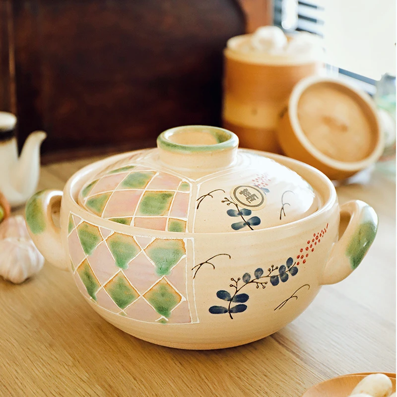 道福格兰花日式土锅家用煲汤砂锅陶土汤锅燃气灶砂锅