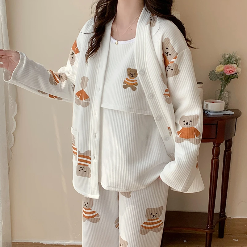 三件套空气棉月子服冬季产后哺乳春秋款孕妇睡衣产妇可外穿家居服