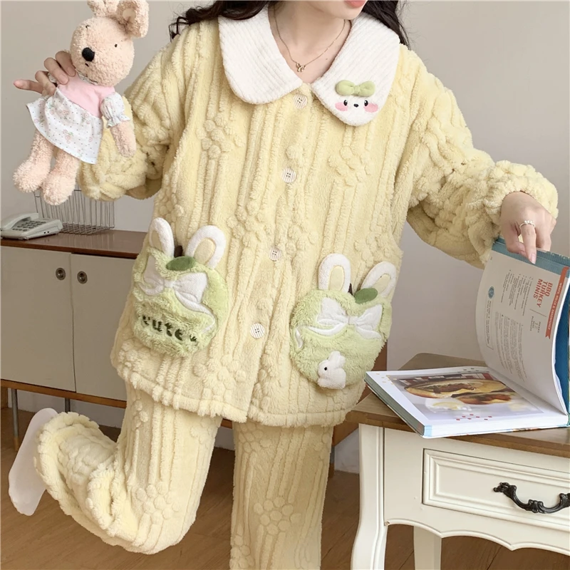 珊瑚绒月子服秋冬款加厚加绒产后哺乳孕妇睡衣冬季产妇家居服冬天