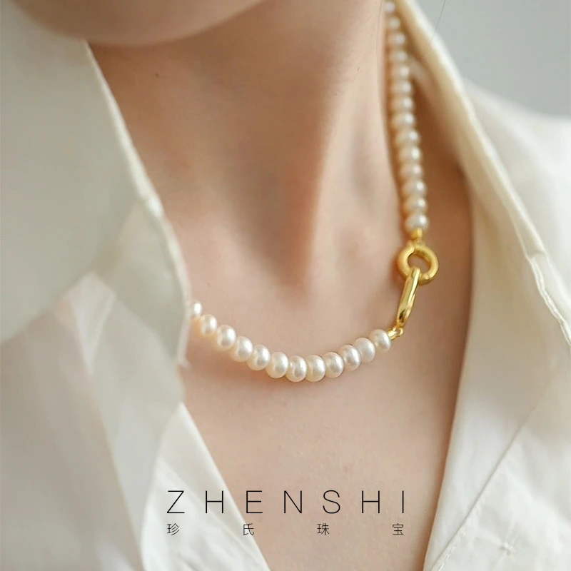 珍氏珠宝 天然淡水珍珠 项链+手链+耳钉套装女送婆婆礼物 （玉轩）