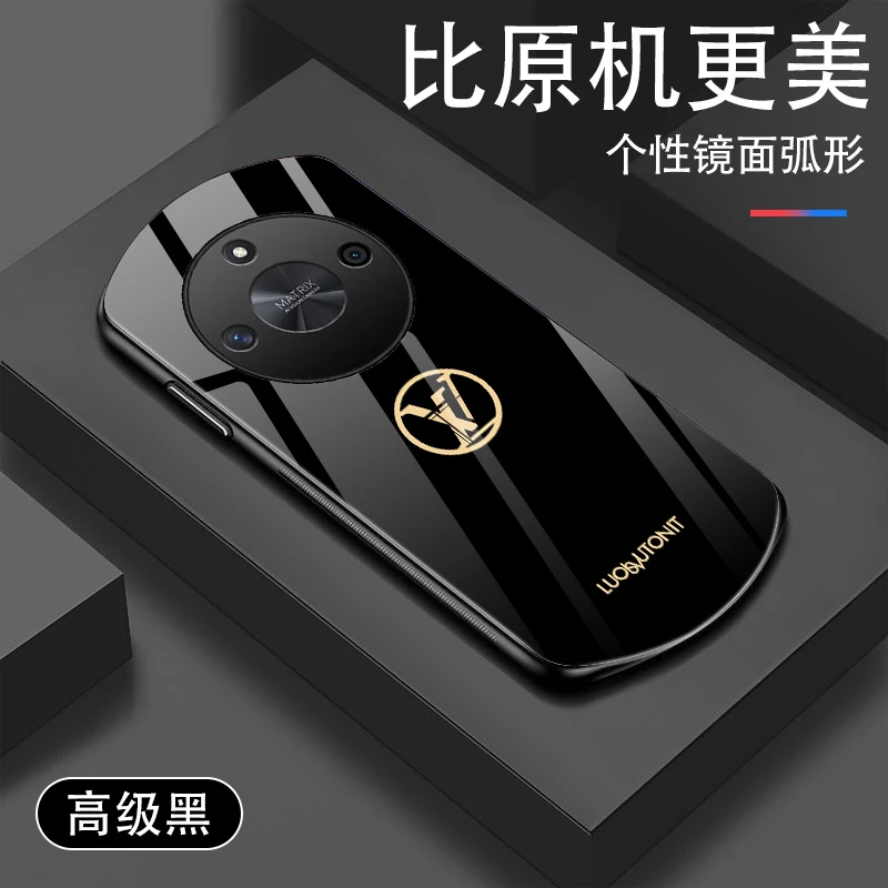 荣耀x50手机壳椭圆形补妆镜面ALI-AN00全包防摔硅胶套超薄软壳潮