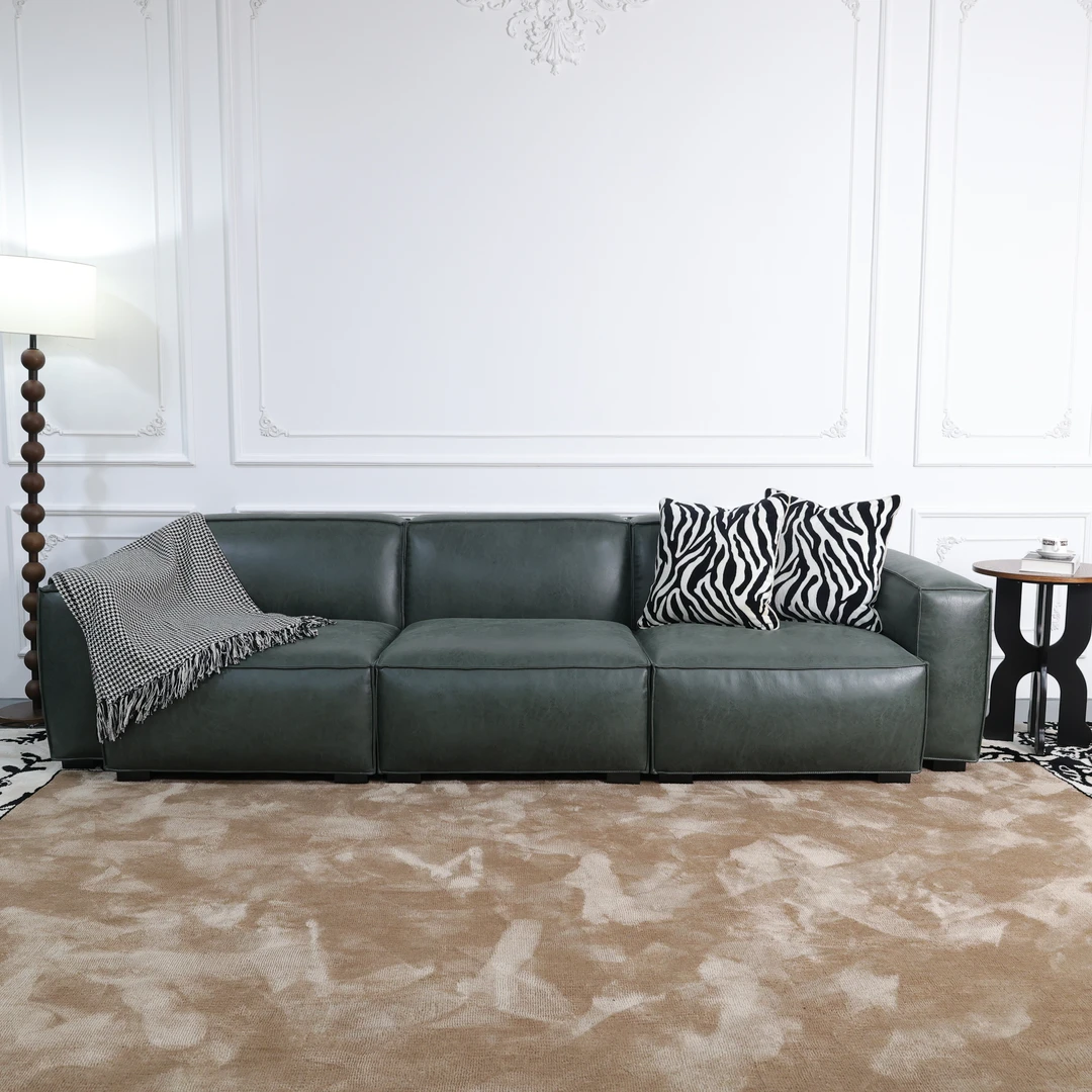 中古风美式客厅复古古典中古沙发简约豆腐块沙