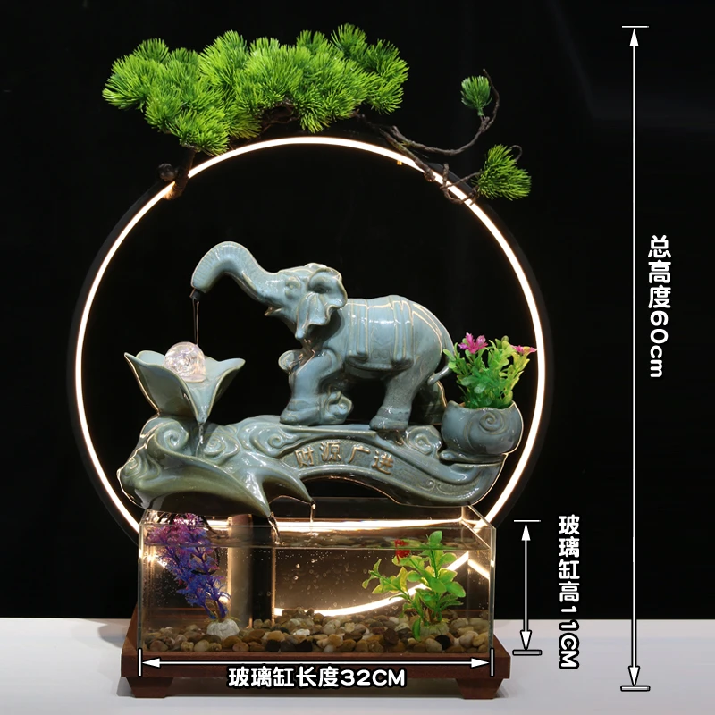创意流水器家居流水摆件循环水泵 带氧气泵过滤景观鱼缸造景陶瓷