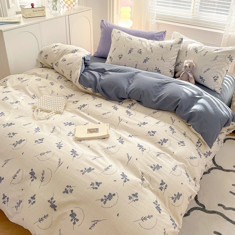 LANSWE/浪莎浪莎新款加厚简约三件套学生宿舍泡泡棉小碎花四件套。