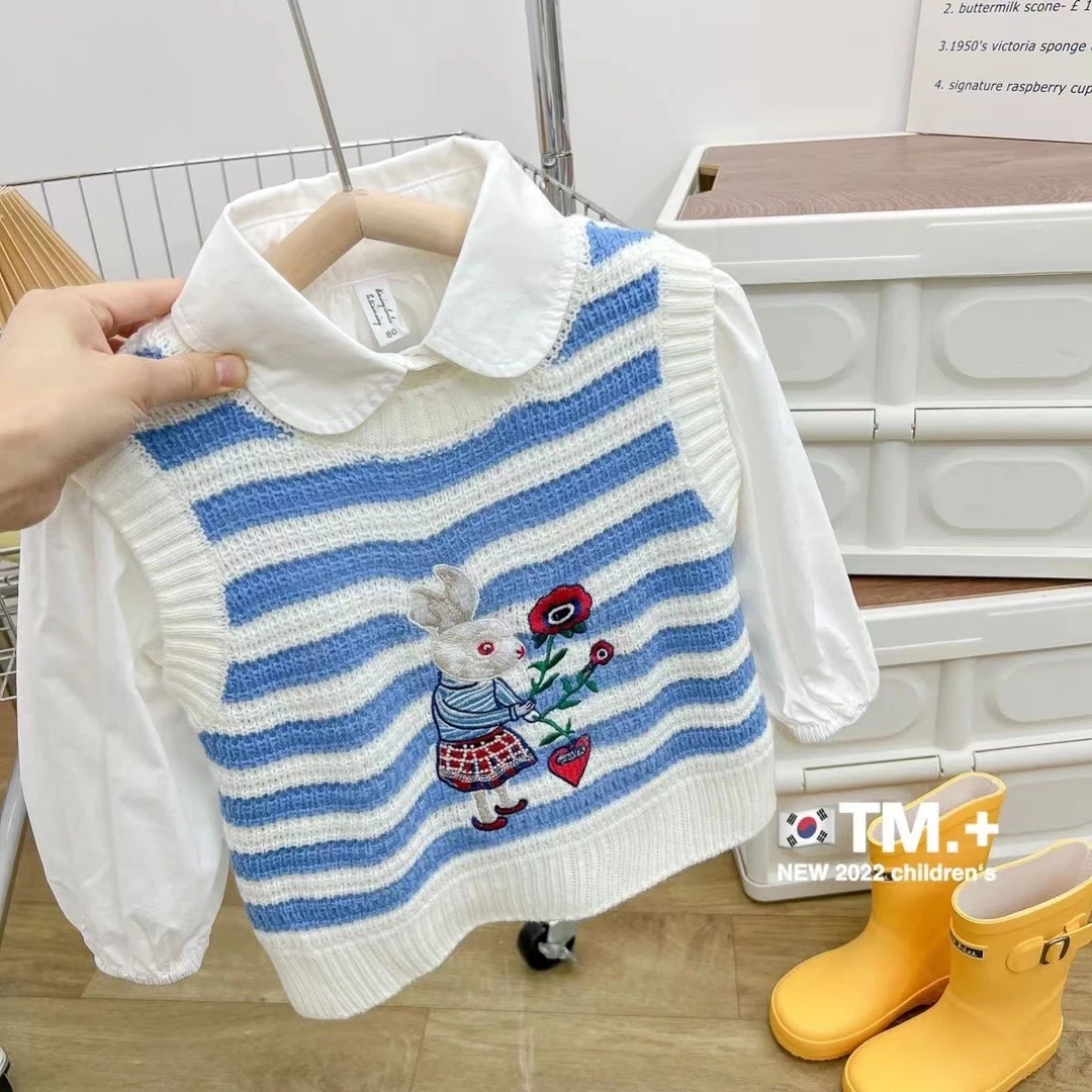 女童春装2025新品女宝宝针织马甲背心儿童毛衣坎肩童装洋气上衣