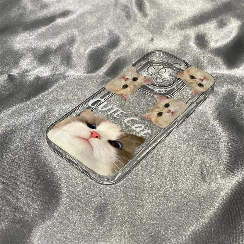 小众ins搞怪猫咪苹果iPhone15/14pro/13/12/11透明手机壳全包软