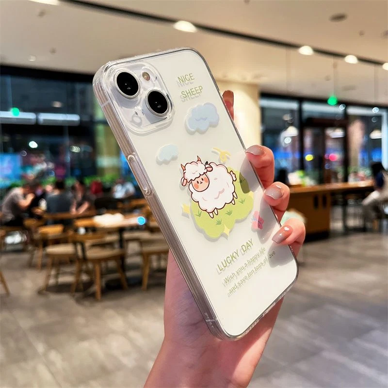 新款绵羊苹果15手机壳iPhone14promax软壳13pro全包12pro透明防摔
