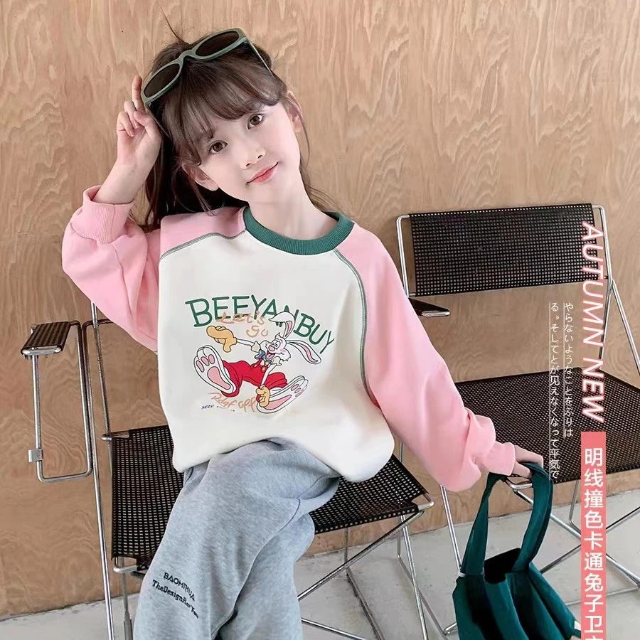 女童休闲卫衣2023秋装新款儿童韩版春秋宽松卡通可爱上衣潮
