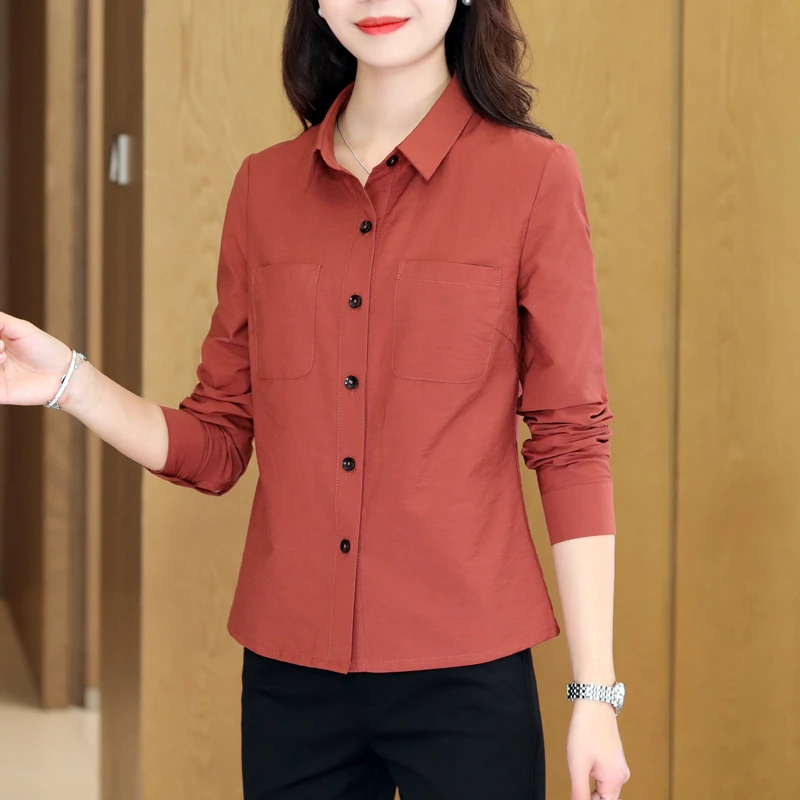 休闲显瘦衬衣短款长袖衬衫女2025年春季新款韩版宽松上衣C83243