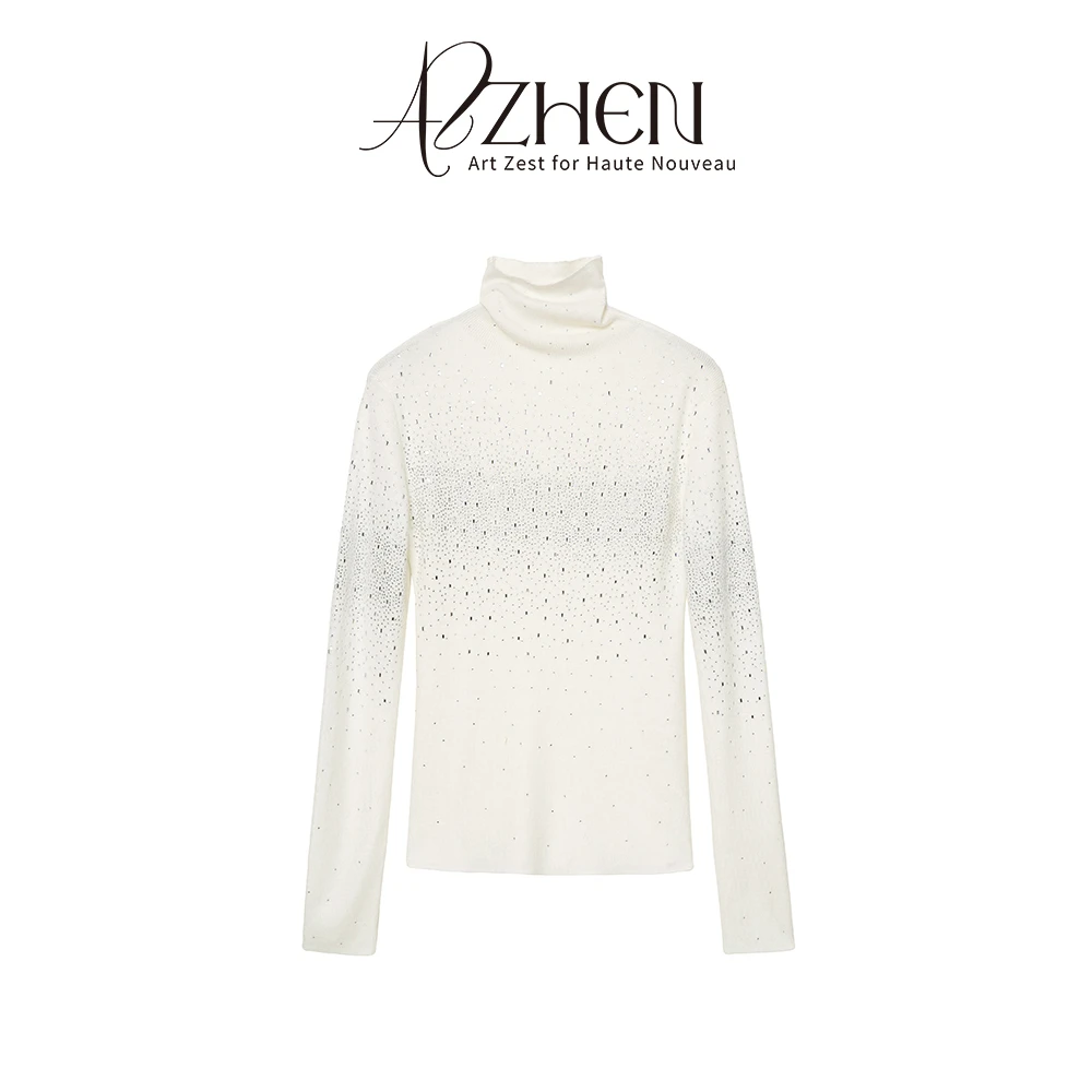 AZZHEN【星辰梦舞】轻奢高级感烫钻显瘦高领打底针织衫