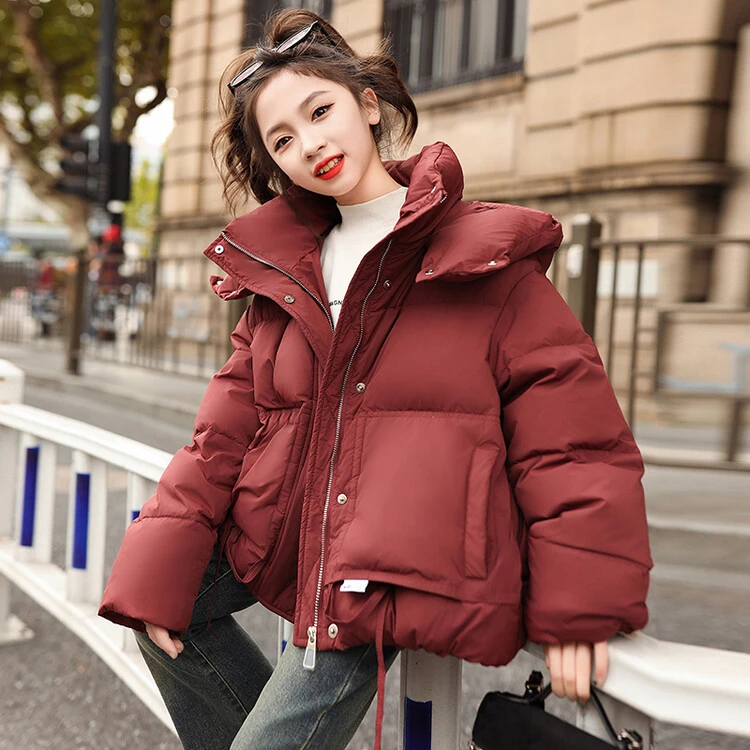 女童羽绒服冬装2023新款韩版洋气加厚冬款白鸭绒中大童面包服外套