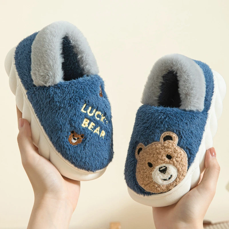 冬季儿童棉拖鞋包跟保暖男童室内家用女宝宝居家软底大童毛绒棉鞋