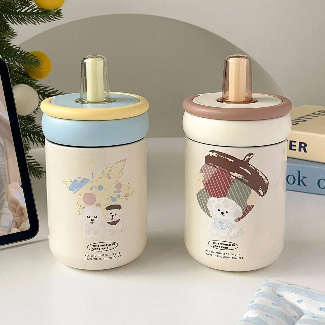 恒度枫叶小狗316不锈钢保温杯女生高颜值水杯子爆款2025新款学生