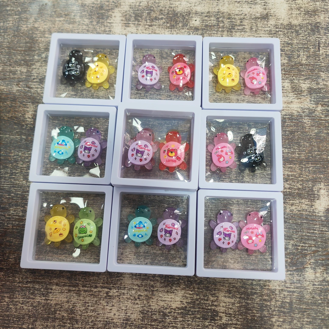 文具2只装龟壳带图小乌龟正方形透明盒到手12盒