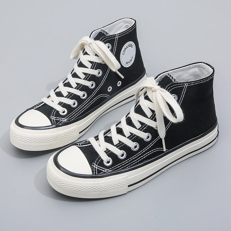 CONASERS高帮帆布鞋2024春季爆款女款学生百搭韩版潮流情侣潮鞋