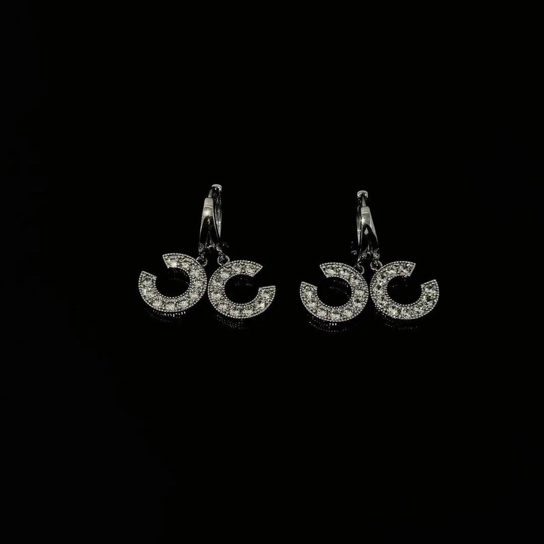 铜合金锆石耳饰 3738 时尚微镶CC灵动小耳环