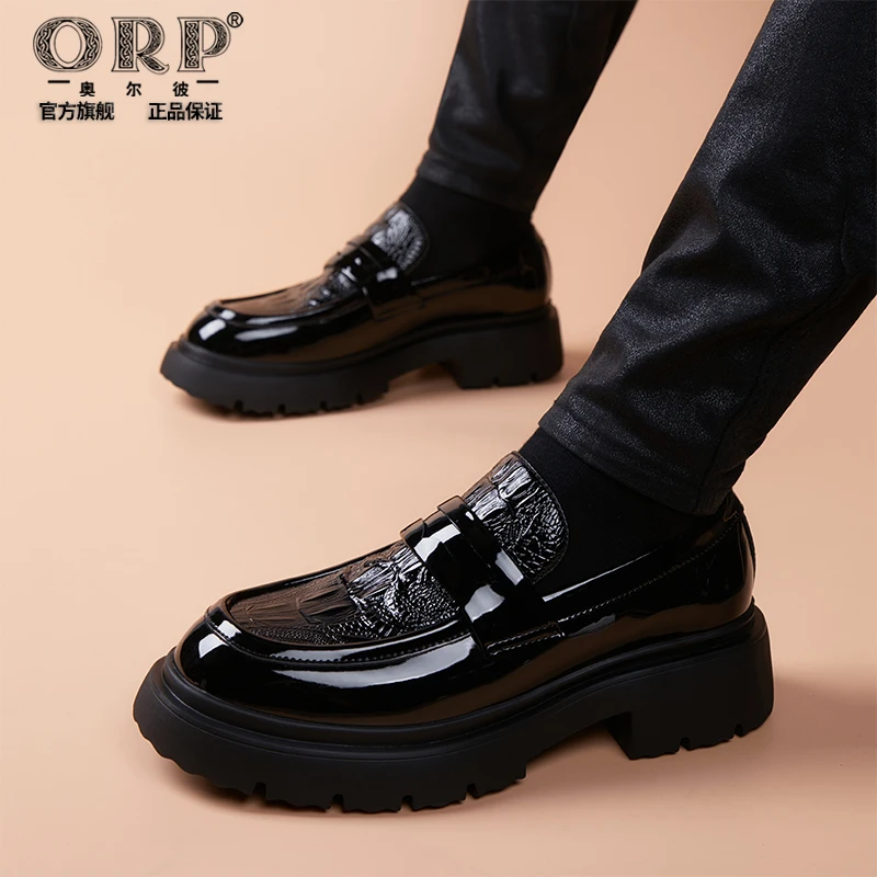 2025新款男士皮鞋真皮懒汉鞋一脚蹬厚底商务休闲皮鞋时尚百搭男鞋