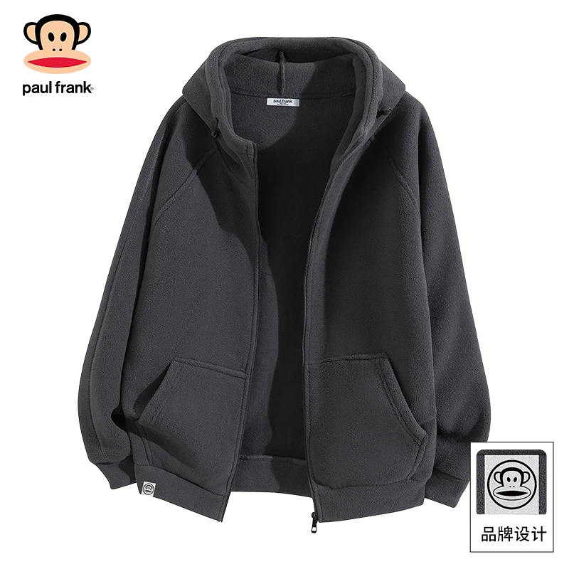 PaulFrank/大嘴猴男士夹克秋冬2025新款保暖加厚宽松摇粒绒外套男