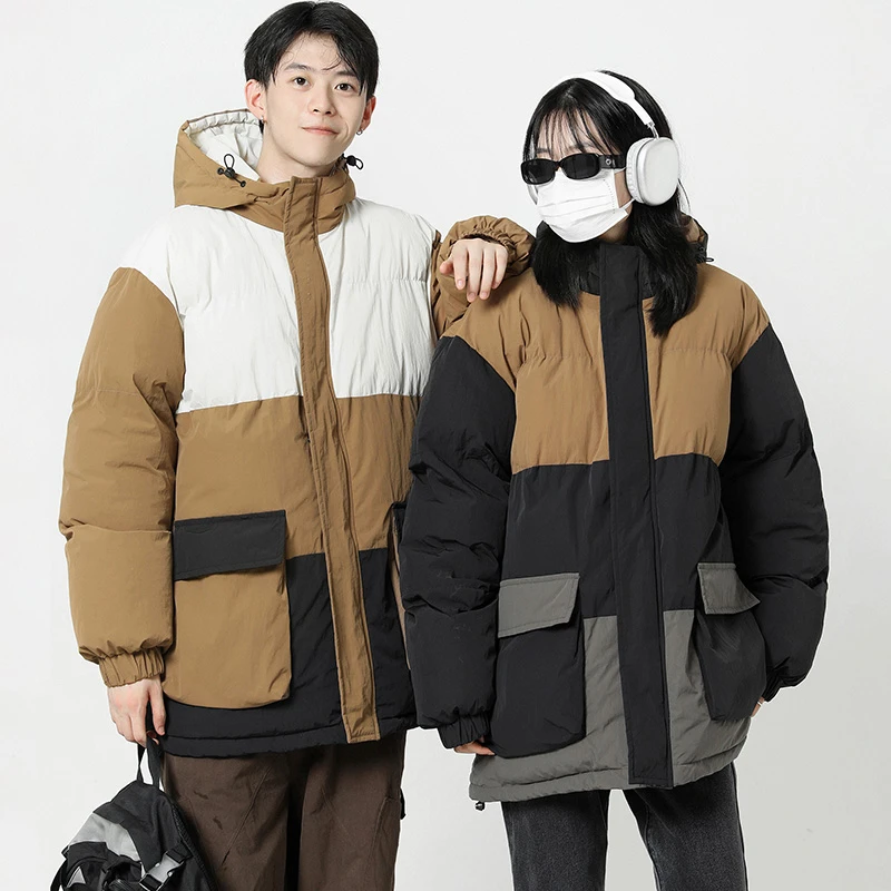 【姿姐专属】外套冬款棉服保暖连帽拼接工装加厚潮流男女棉衣