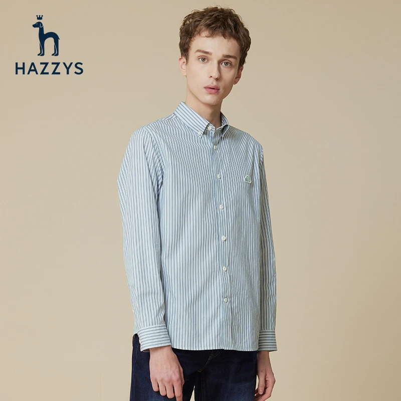 下架下架哈吉斯季士经典条纹长袖衬衫时尚宽松衬衣潮流休闲