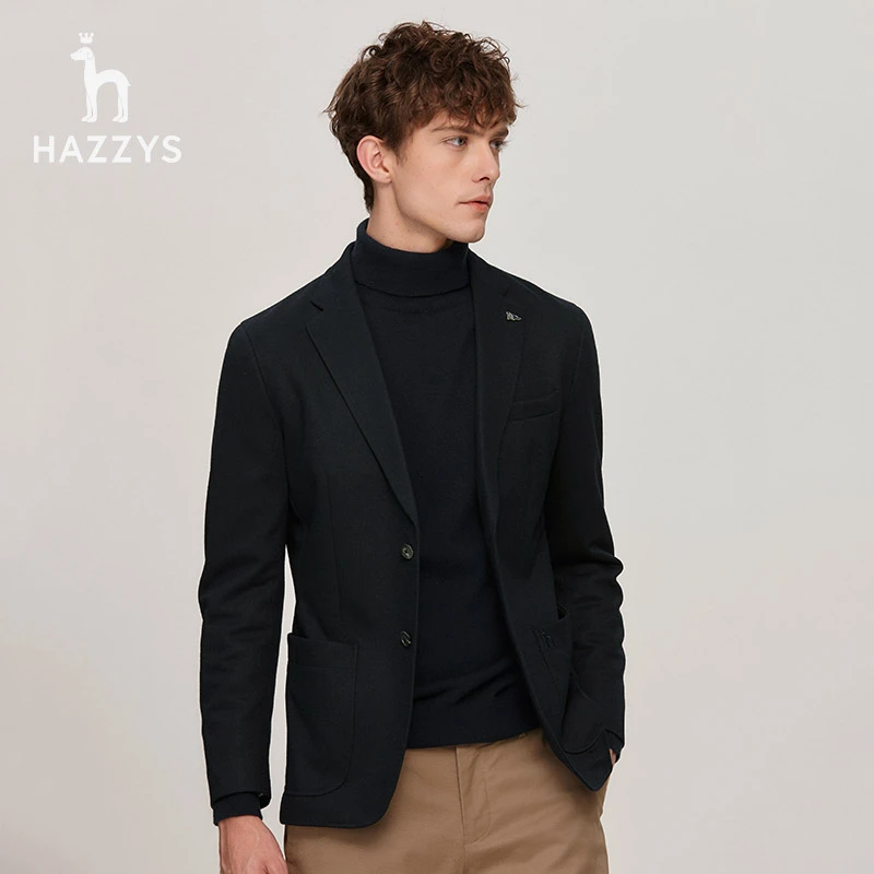Hazzys哈吉斯秋冬季男士西服简约商务休闲西装外套男时尚男装单西