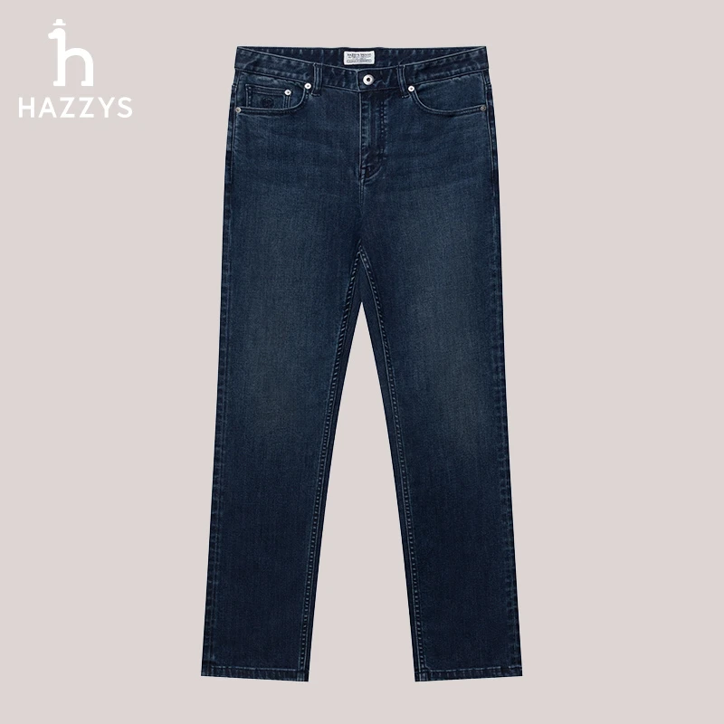 Hazzys/哈吉斯男牛仔裤子潮流男士直筒休闲百搭长裤水洗时尚通勤