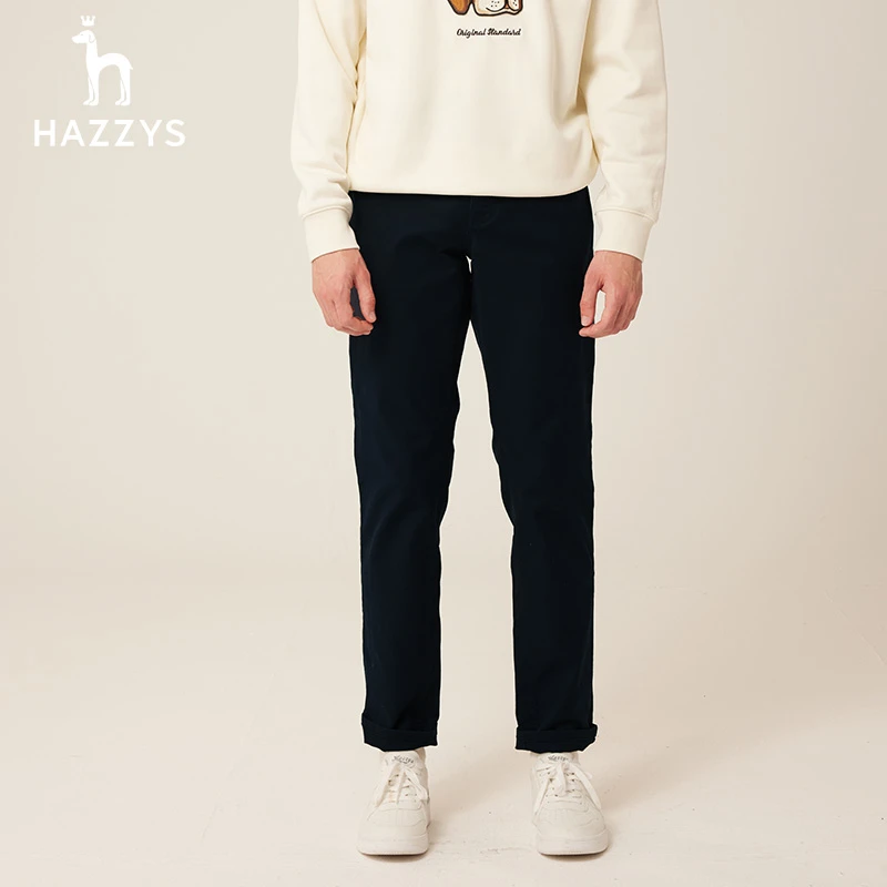 Hazzys/哈吉斯秋冬男式百搭舒适舒适直筒长裤简约户外通勤休闲裤