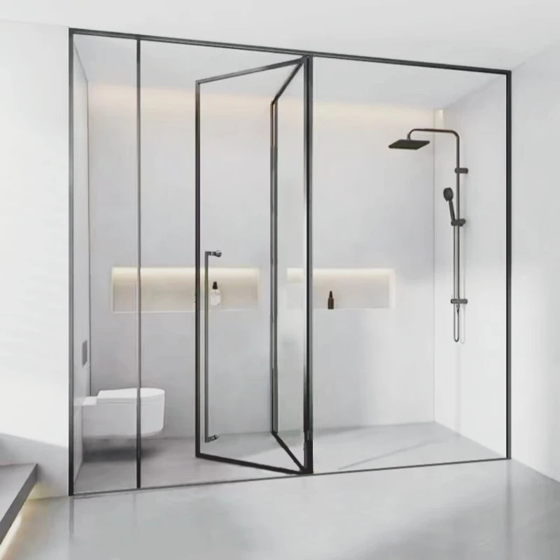 北京淋浴房极窄全包框一门两用卫生间隔断干湿分离内外开防爆玻璃