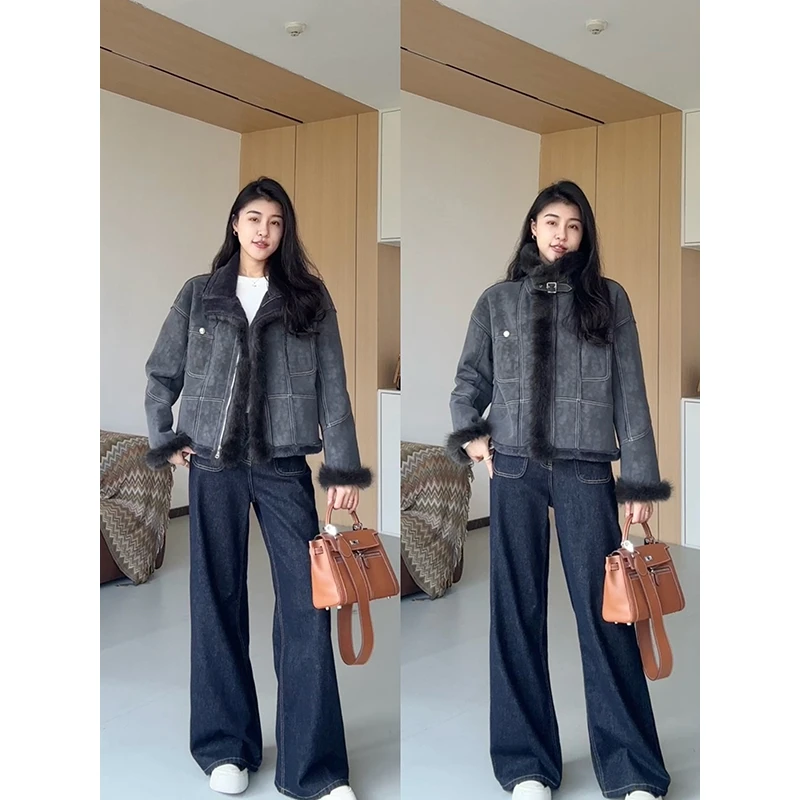 张阿星【慵懒时分】秋冬直筒百搭复古直筒牛仔裤W424X18819