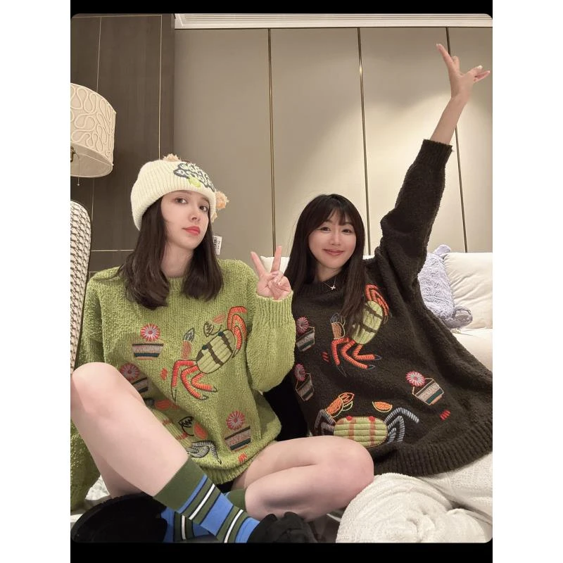 周明星-【彩色螃蟹】Z9207款针织毛衣套头气质百搭洋气慵懒风韩版