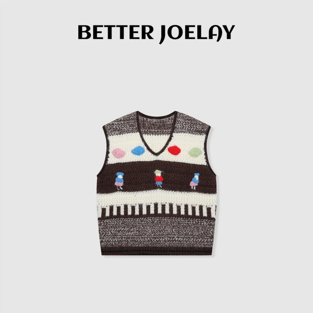 BETTER JOELAY-【彩色云朵】时尚针织套头马甲通勤百搭休闲LL5338