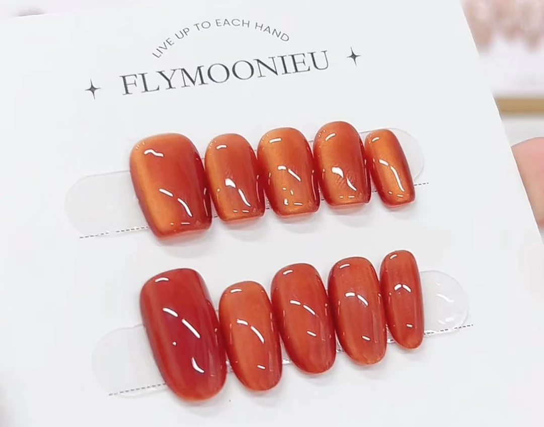 日落晚霞 蝶诗舞 纯手工定制美甲贴片 秋冬显白定制穿戴甲10片