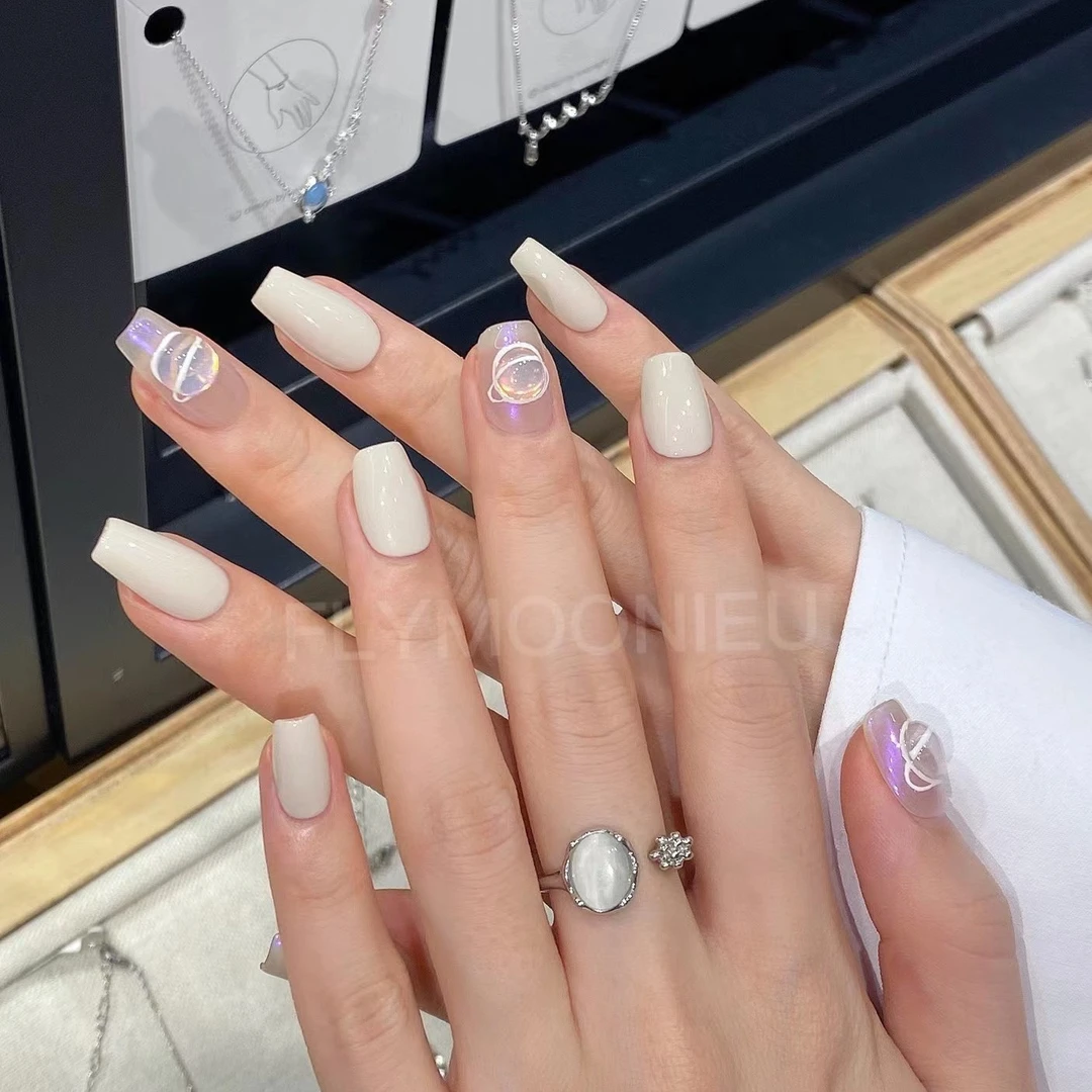 阳春白雪   纯手工定制美甲贴片可拆卸 气质穿戴甲10片no退no换