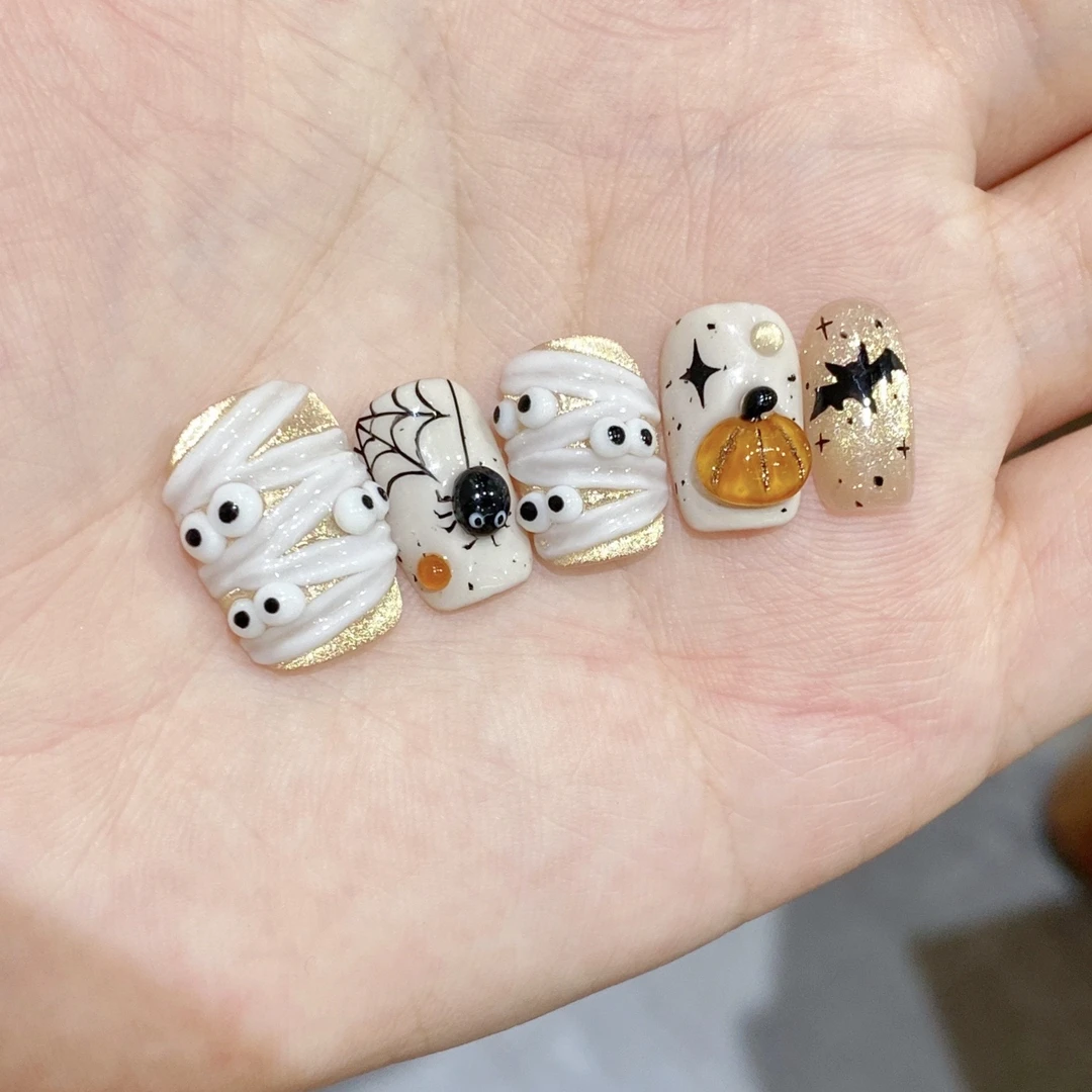 木乃伊 蝶诗舞 设计师 纯手工定制美甲贴片 手绘限定穿戴甲10片