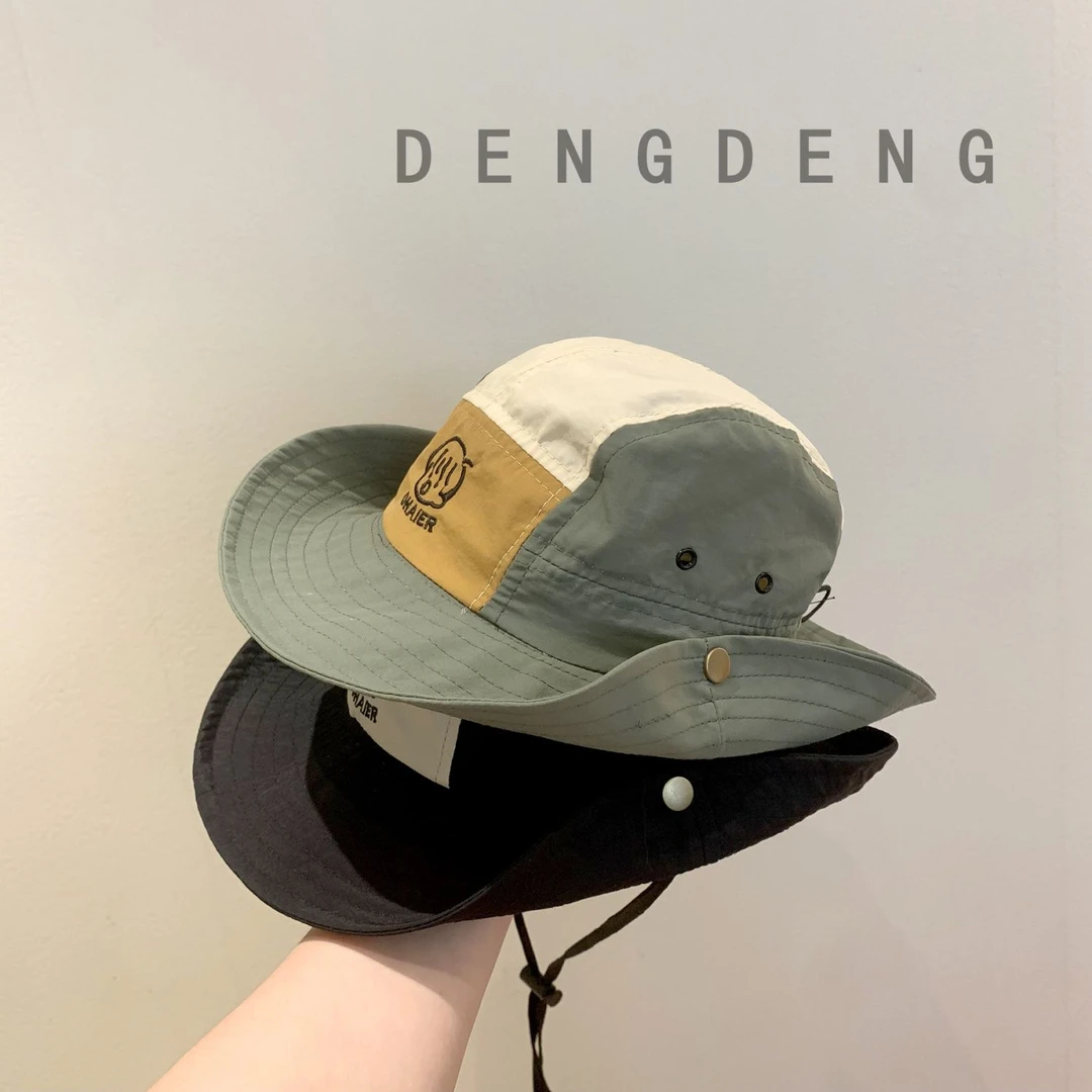 男童渔夫帽春秋速干帽儿童夏天薄款遮阳帽孩子大檐防晒登山帽