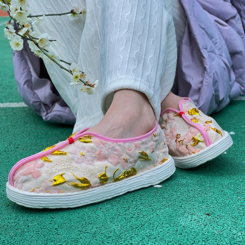 黄鲜森纯手工纳千层底布鞋女老北京时尚款僧茶服透气金银花轻便