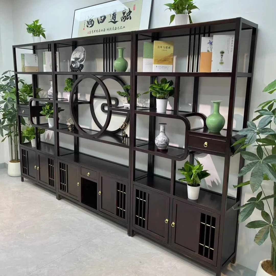 新中式实木博古架多宝阁展示架茶室古董置物架