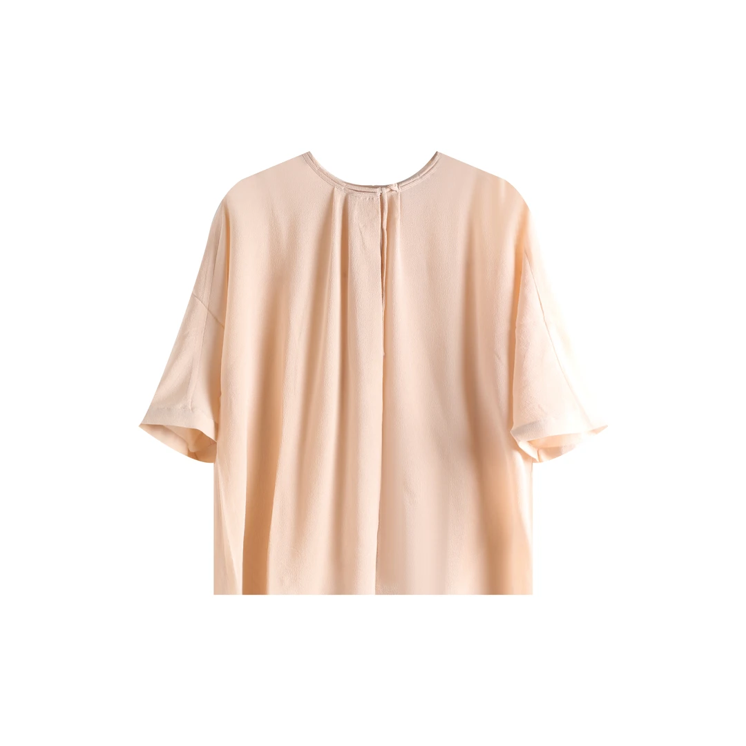 【19MM鬼绉】桑蚕丝短袖衬衫扣真丝上衣 YJHY-622146