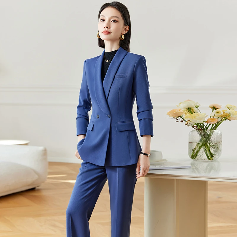 5099西装套装女士2024年春秋蓝色休闲时尚西服外套通勤高级感正装