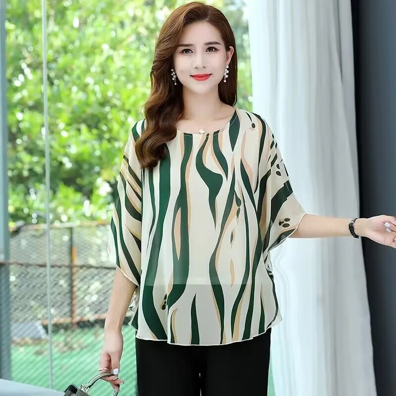 妈妈时尚上衣宽松遮肚遮肉上衣网红洋气遮肚子微胖女上衣中年时髦