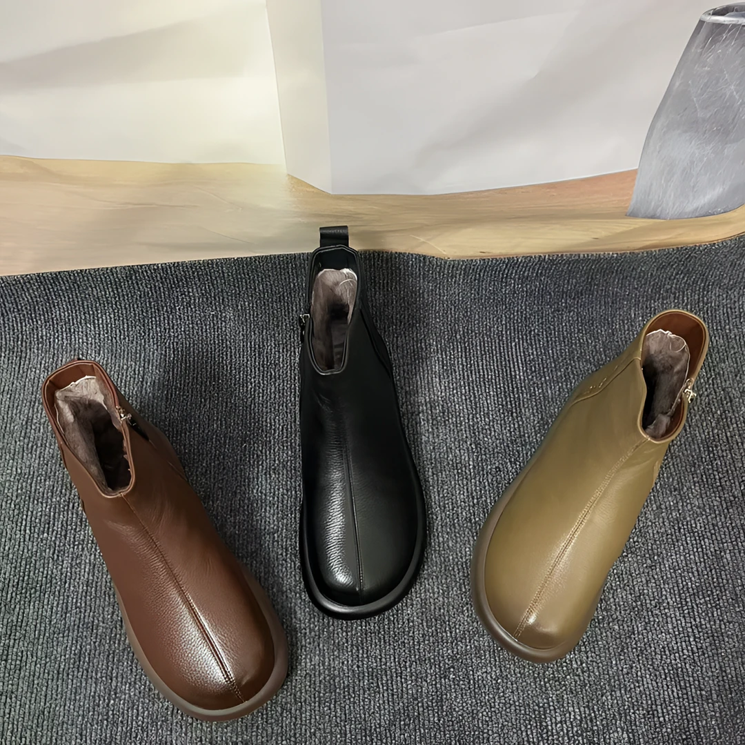 2390复古真皮羊毛保暖时尚靴子软底冬季休闲百搭