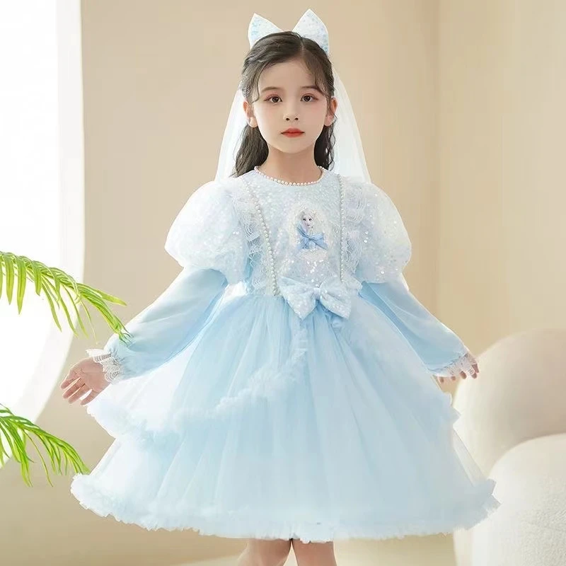MN洛丽塔爱莎公主裙2024新款艾莎公主裙女童连衣裙艾莎公主连衣裙