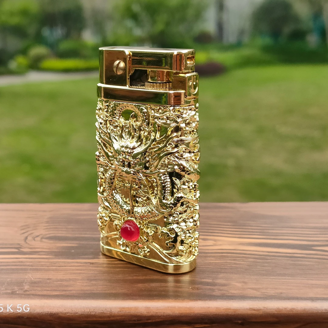 祥龙款弹跳棉油打火机，老式打火机仿古浮雕打火机