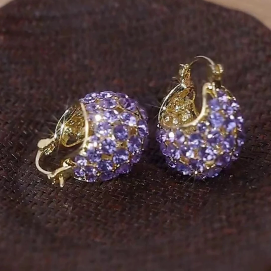 锌合金合成锆石耳饰 超闪精致耳环简约轻奢耳饰紫气东来1108百搭