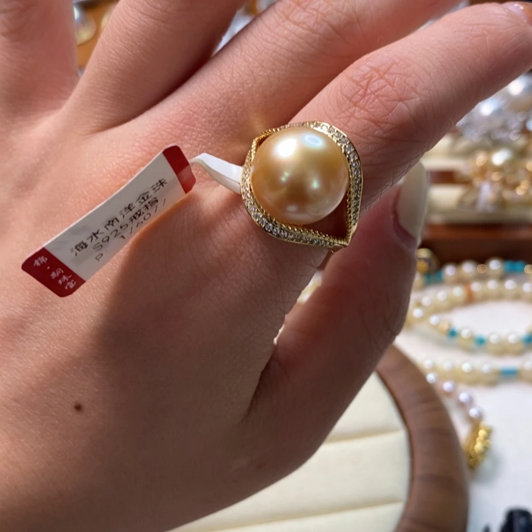 海水珍珠戒圈银S925镶嵌