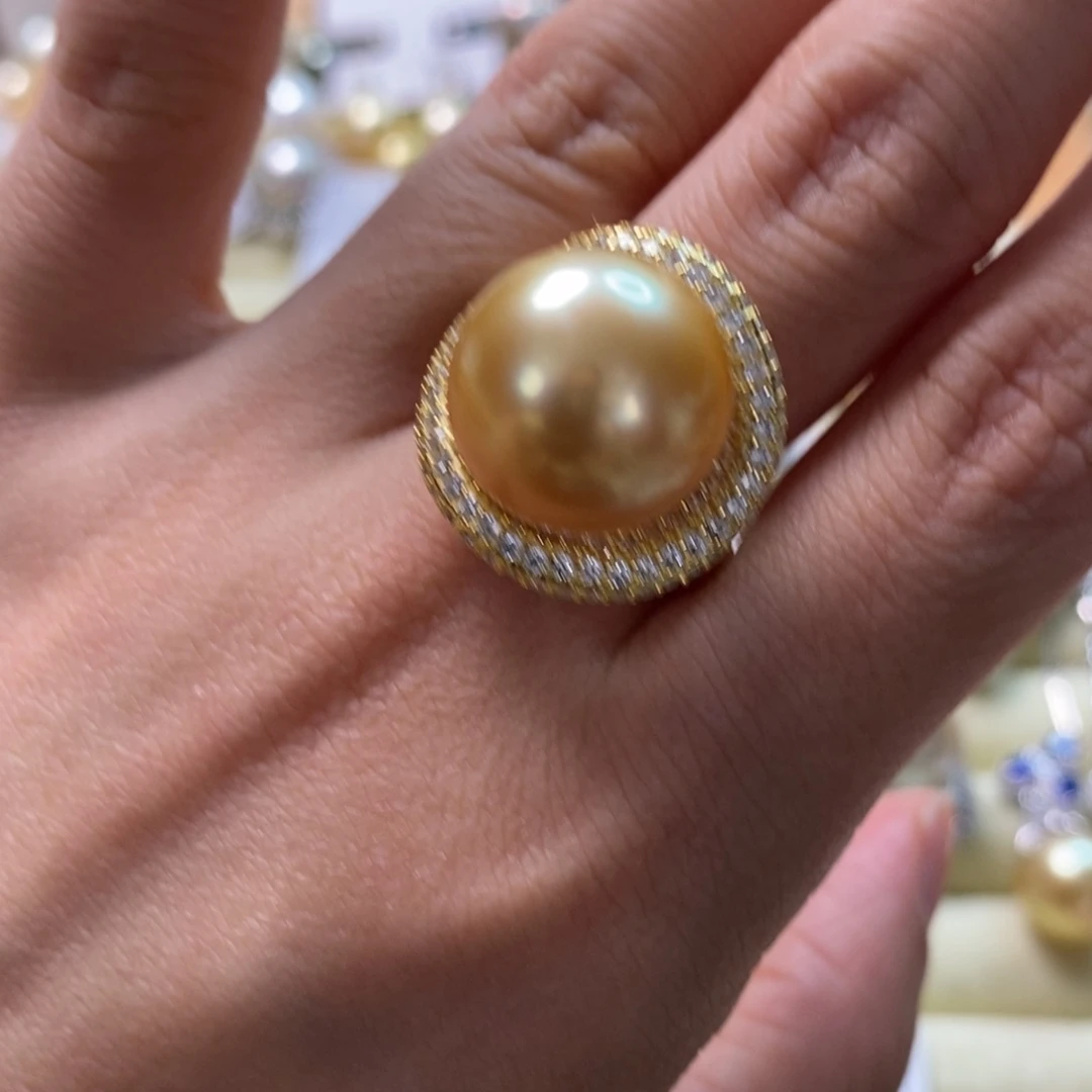 海水珍珠戒圈银S925镶嵌