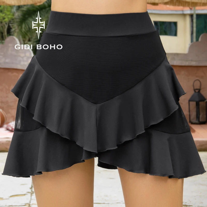 GIDI BOHO/极地薄荷新款夏季速干高腰短裤褶皱显瘦零感运动裙女士