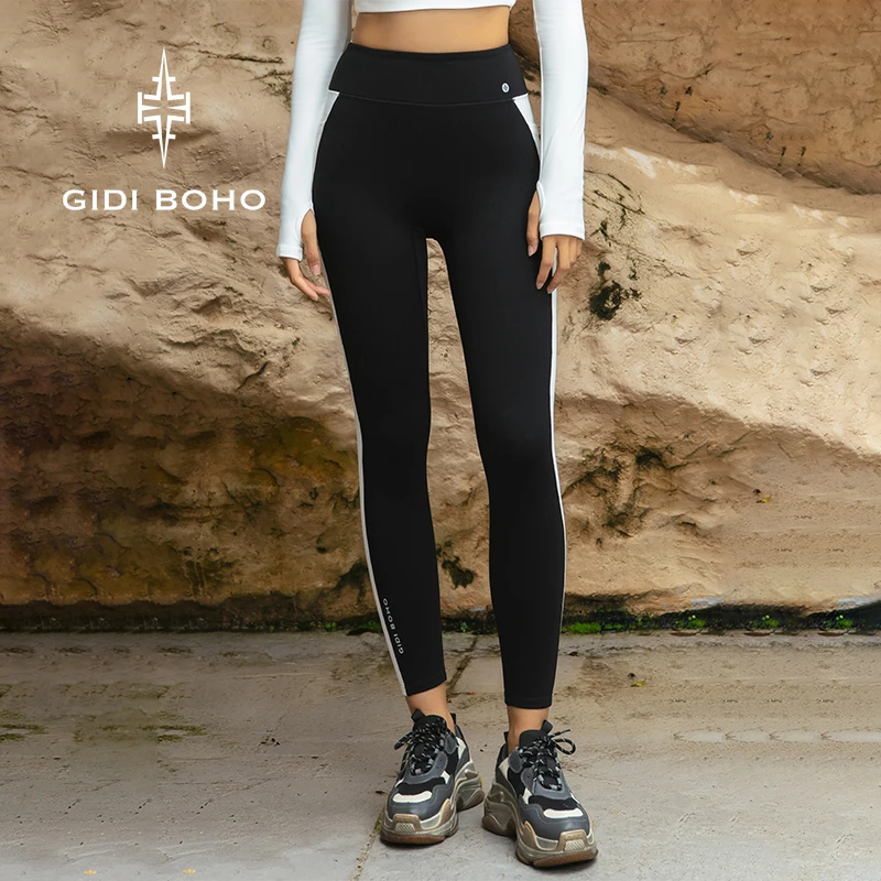 GIDI BOHO/极地薄荷冬季新款运动抓绒女士超薄遮肉紧身裤瑜伽裤子